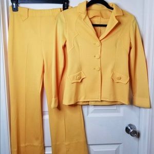 Vintage 70s Western Yellow Suit Homemade XS